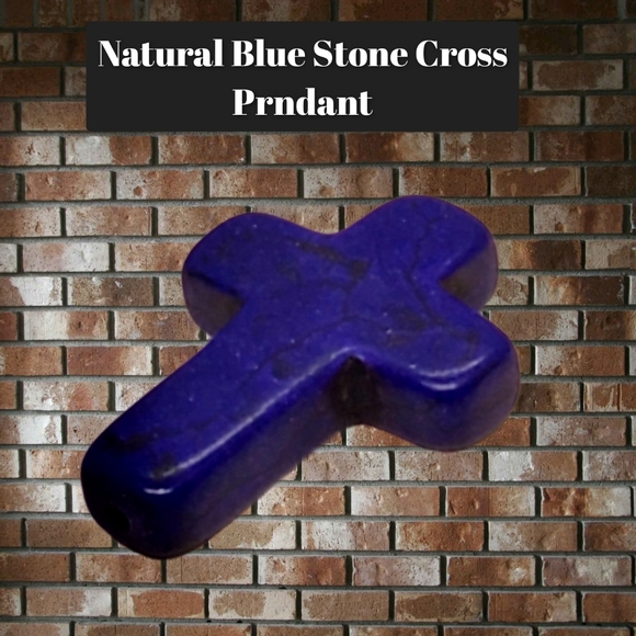 Natural Dark Purple Stone Cross Pendant - Picture 1 of 3